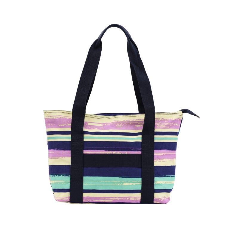 CAPRICE COLLECTION Unisex Large Shoulder Bag – Multi Color Stripes, Water-Resistant Nylon, 15.7L Capacity - Image 2