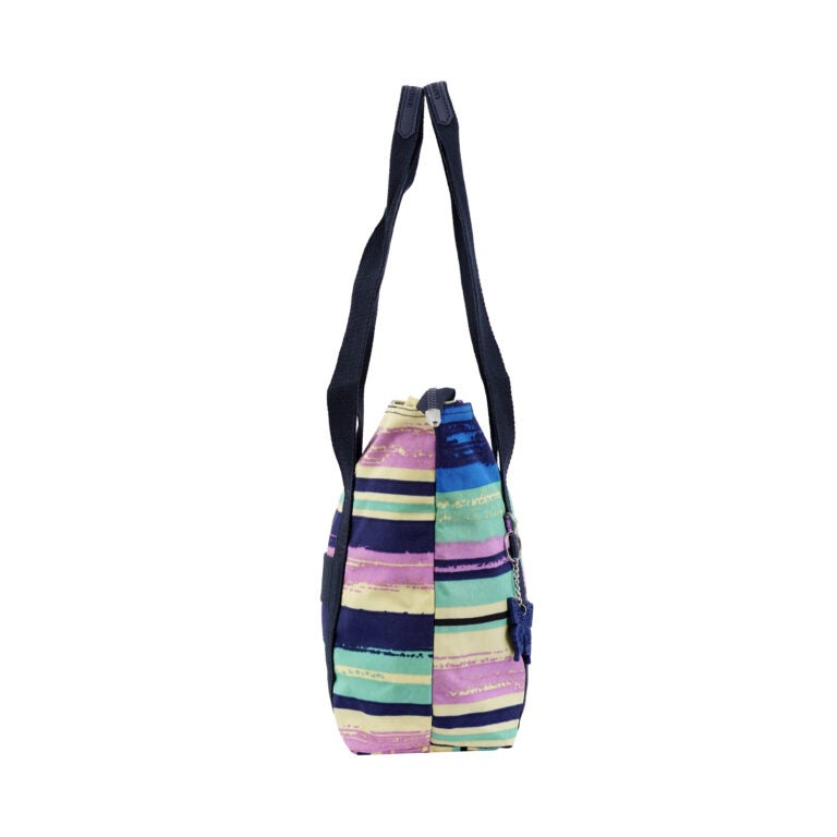 CAPRICE COLLECTION Unisex Large Shoulder Bag – Multi Color Stripes, Water-Resistant Nylon, 15.7L Capacity - Image 4