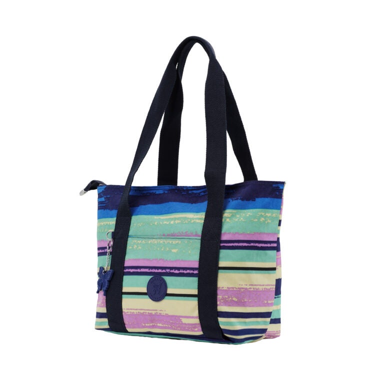 CAPRICE COLLECTION Unisex Large Shoulder Bag – Multi Color Stripes, Water-Resistant Nylon, 15.7L Capacity - Image 5