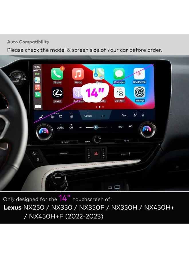 INNOSURE حماية شاشة زجاجية لسيارة لكزس NX 2022 2023 2024 / NX350 / NX350h / NX450h+ / NX450h+F Sport بحجم 14 بوصة مع خاصية مضادة للتوهج (مات) - Image 2