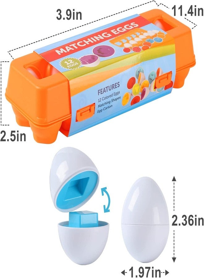 Plutofit Matching Eggs 12 pcs Set Color & Shape Recoginition Sorter Puzzle for Early Learning and Educational Toy for Toddler - Image 3
