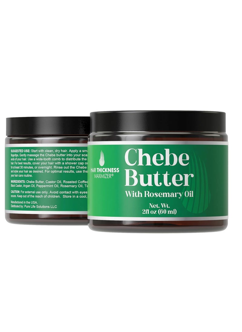 HAIR THICKNESS MAXIMIZER - Chebe Rosemary Oil Hair Butter for Growth, Thickening, Moisturizing and Strengthening - 2oz Vegan Hair Grease for Men and Women, Scalp Treatment for Dry, Brittle Hair - Image 1