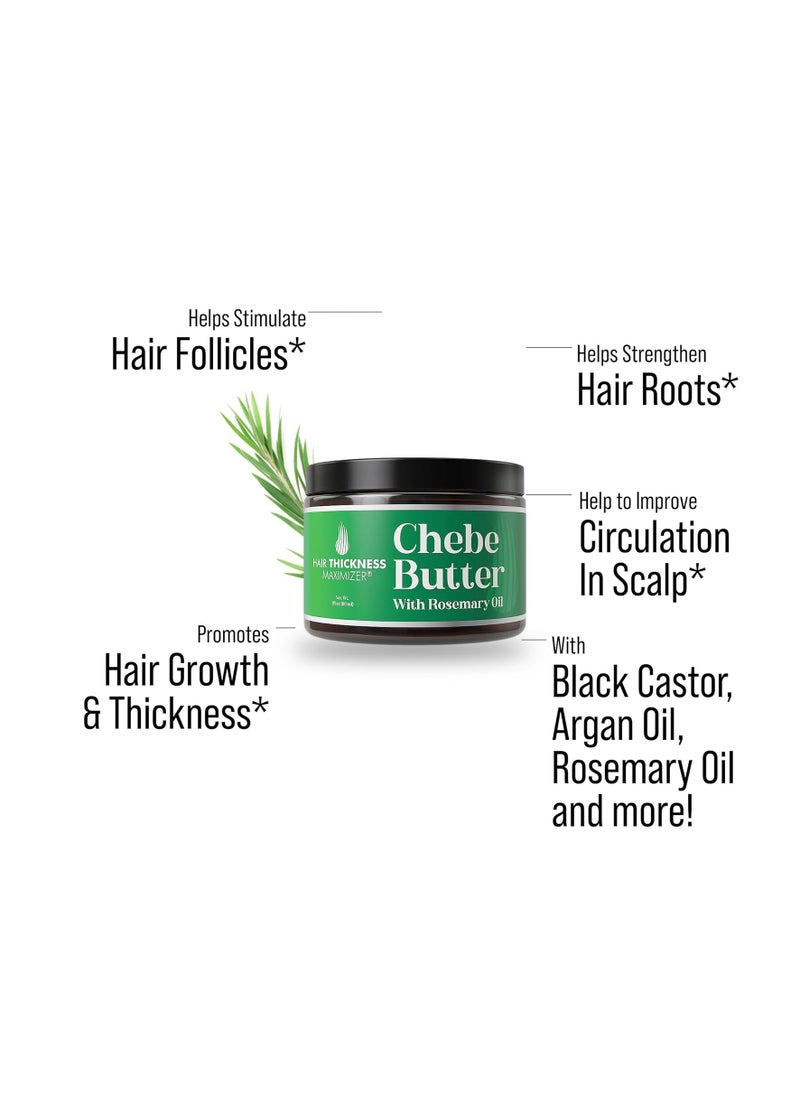HAIR THICKNESS MAXIMIZER - Chebe Rosemary Oil Hair Butter for Growth, Thickening, Moisturizing and Strengthening - 2oz Vegan Hair Grease for Men and Women, Scalp Treatment for Dry, Brittle Hair - Image 1
