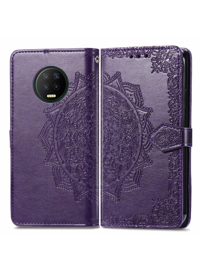 اس-توب جراب لهاتف Infinix Note 7، جراب جلدي أفقي قابل للطي بنقش ماندالا مع حامل وفتحات للبطاقات ومحفظة وحبل تعليق - Image 2