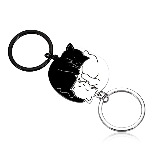 Vanlovemac Couple Gifts Cute Keychain Gifts for Boyfriend Girlfriend Cat Lover Stocking Stuffers for Women Men Matching Keychains for Couples Husband Wife Gift for Xmas Anniversary Valentine’s Day Birthday - Image 1