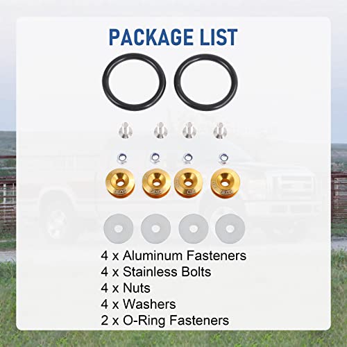 JDMSPEED Gold Universal CNC Billet Bumper Trunk Quick Release Fastener Kit - Image 5
