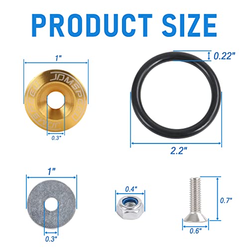 JDMSPEED Gold Universal CNC Billet Bumper Trunk Quick Release Fastener Kit - Image 3