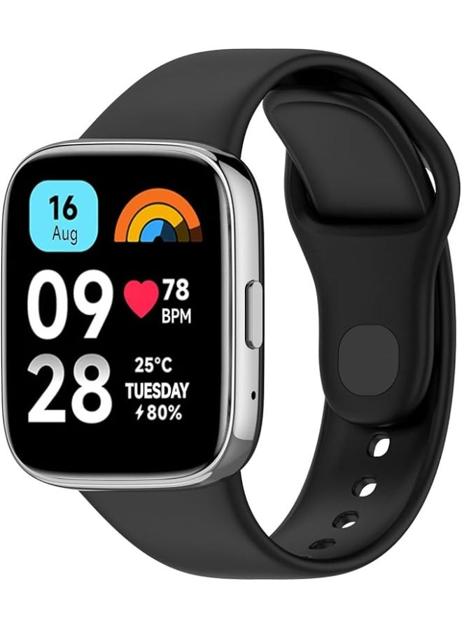 Sport Silicone Strap Compatible with Xiaomi Redmi Watch 3 Active / Redmi Watch 3 Lite, Replacement Soft Silicone Watch Band Wrist Strap, Adjustable Bracelet Wristband for Men and Women - Image 1