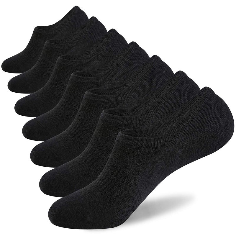 WANDER No Show Socks Mens 7 Pairs Cotton Thin Non Slip Low Cut Mens Invisible Casual Socks (7black, Size 9-11) - Image 1