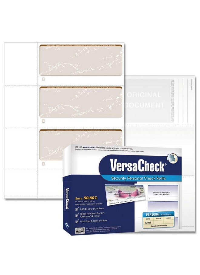 VersaCheck Secure Checks 750 Blank Business Or Personal Wallet Checks Tan Prestige 250 Sheets Form 30013 Per Sheet  - Image 1