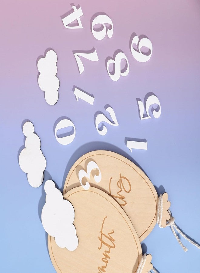 Curious Button 12 Pcs Baby Monthly Milestone Balloon Set with 3 Cloud-1.5IN MDF Props, 4 Inch Pine MDF, Newborn Monthly Photo Prop, Reusable Number Set for Baby Photography - Image 4
