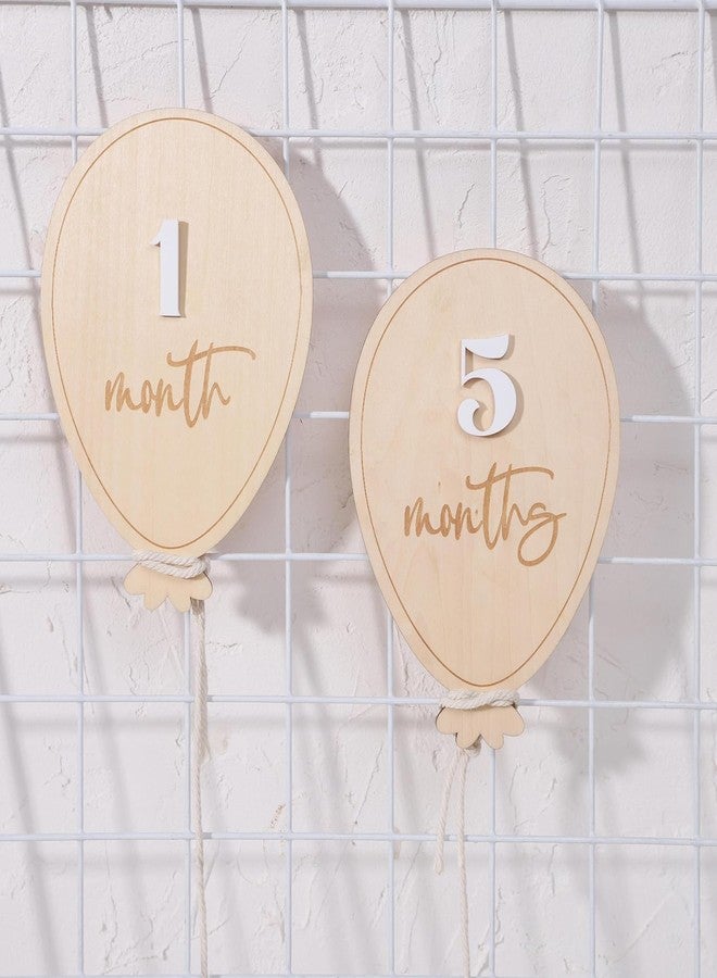 Curious Button 12 Pcs Baby Monthly Milestone Balloon Set with 3 Cloud-1.5IN MDF Props, 4 Inch Pine MDF, Newborn Monthly Photo Prop, Reusable Number Set for Baby Photography - Image 2