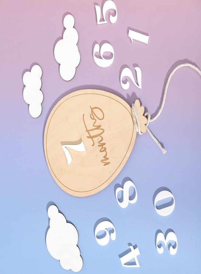 Curious Button 12 Pcs Baby Monthly Milestone Balloon Set with 3 Cloud-1.5IN MDF Props, 4 Inch Pine MDF, Newborn Monthly Photo Prop, Reusable Number Set for Baby Photography - Image 5