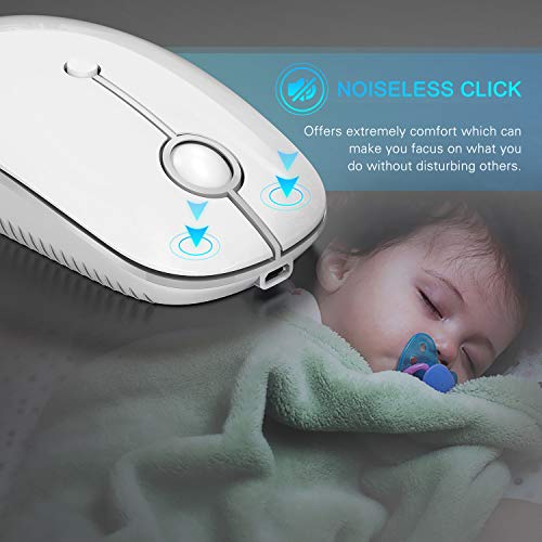 VssoPlor Type C Wireless Mouse，Vssoplor USB C Mouse Dual Mode 2.4G Cordless Mice with Nano USB and Type C Receiver Compatible with PC, Laptop, MacBook and All Type C Devices-White Silver - Image 5