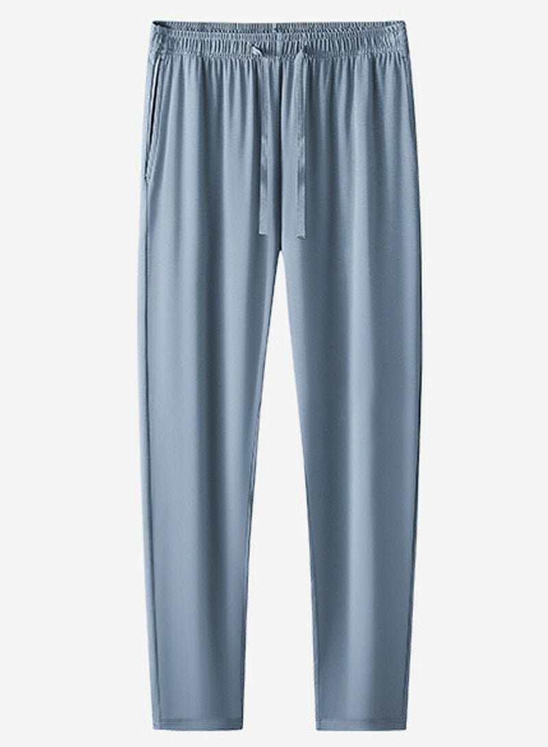 إسكدنيا Men's Solid Color Pajamas Pants Loose Pajamas Bottoms Sleep Pants Loungewear Greyish Blue 