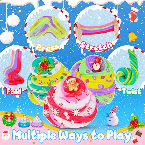 LAWOHO Christmas Stocking Stuffers for Kids 4 Pack Christmas Slime Balls with Butter Slime Xmas Addins Slime kit for Girls Boys Kids Stocking Stuffers Xmas Gifts for 4 5 6 7 8 9 10 Year Old - Image 5