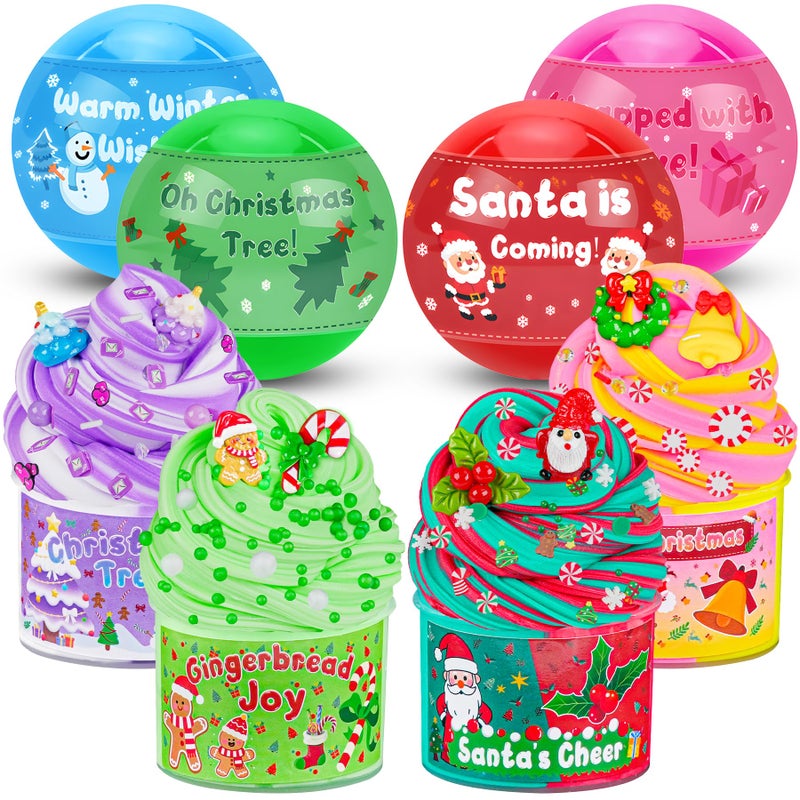 LAWOHO Christmas Stocking Stuffers for Kids 4 Pack Christmas Slime Balls with Butter Slime Xmas Addins Slime kit for Girls Boys Kids Stocking Stuffers Xmas Gifts for 4 5 6 7 8 9 10 Year Old - Image 3
