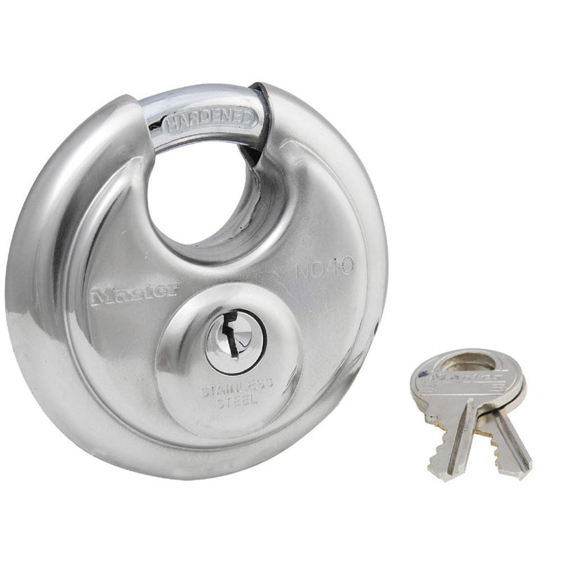 Master Lock Master Lock 40D Stainless Steel Discus Padlock with Key,Silver  - Image 1