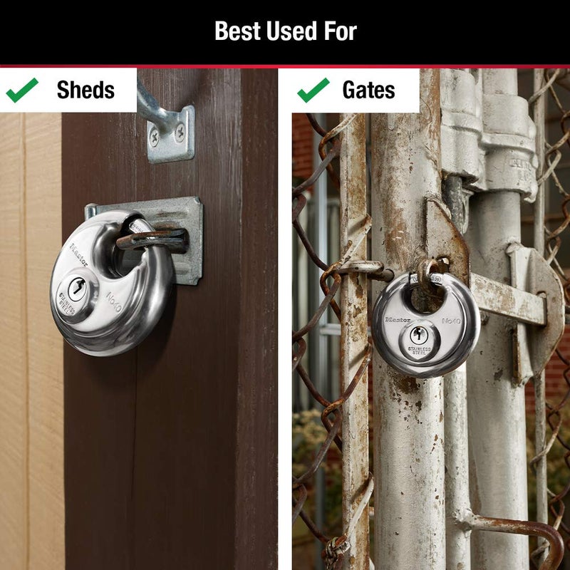 Master Lock Master Lock 40D Stainless Steel Discus Padlock with Key,Silver  - Image 4