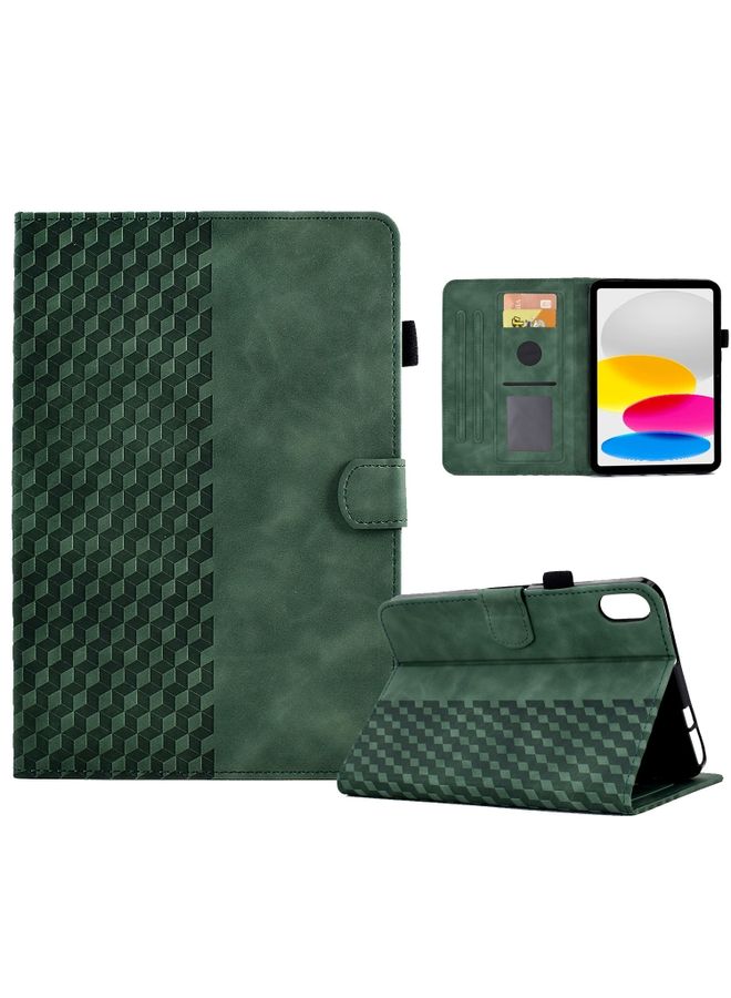 HuHa Case Cover For iPad 10th Gen 10.9 2022 Rhombus Embossed Leather Smart Tablet Case Green
