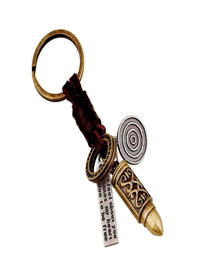 نيبمينينت سلسلة مفاتيح من الجلد بتصميم مضفر مزينة بحلية خليط معدني بانك