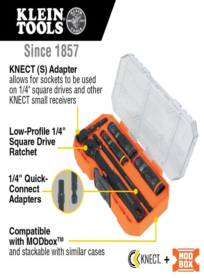 Klein Tools 65238 KNECT Impact Socket Set, Deep Sockets with Wrench, 3 Heavy-Duty Color Coded Flip Sockets, 6 SAE Sizes, Ratchet, Adapter and MODbox Case - Image 3