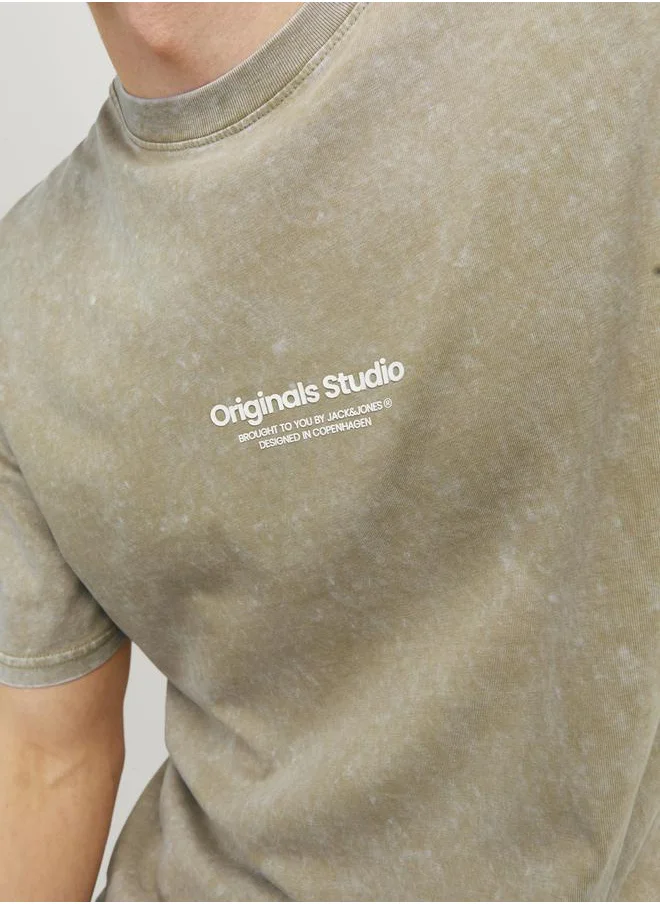 جاك اند جونز Printed Crew Neck Wide Fit T-Shirt