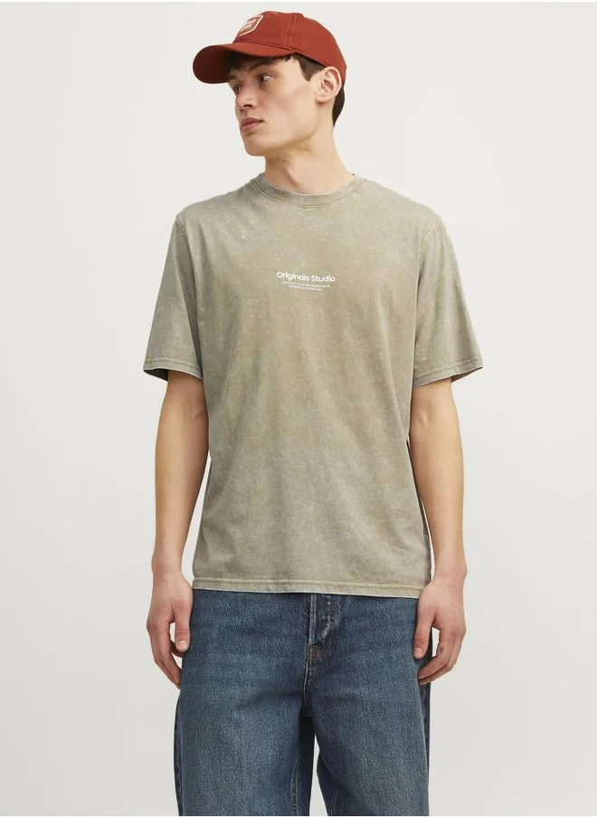 جاك اند جونز Printed Crew Neck Wide Fit T-Shirt