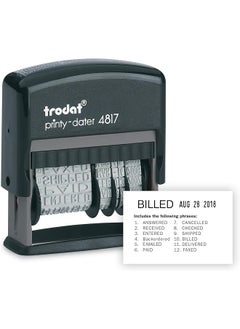 Trodat Printy 4817 Economy Dial A Phrase 12 Popular Office Messages Month In Letters Day And Year In Numbers Rubber Date Stamp – Self Inking Black  - Image 1