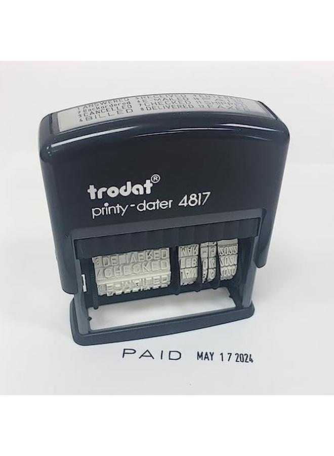 ترودات Printy 4817 قرص اقتصادي عبارة 12 رسالة مكتبية مشهورة شهرًا بالحروف واليوم والسنة بالأرقام ختم التاريخ المطاطي - التحبير الذاتي باللون الأسود - Image 4