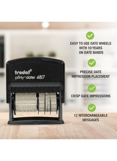 Trodat Printy 4817 Economy Dial A Phrase 12 Popular Office Messages Month In Letters Day And Year In Numbers Rubber Date Stamp – Self Inking Black  - Image 2
