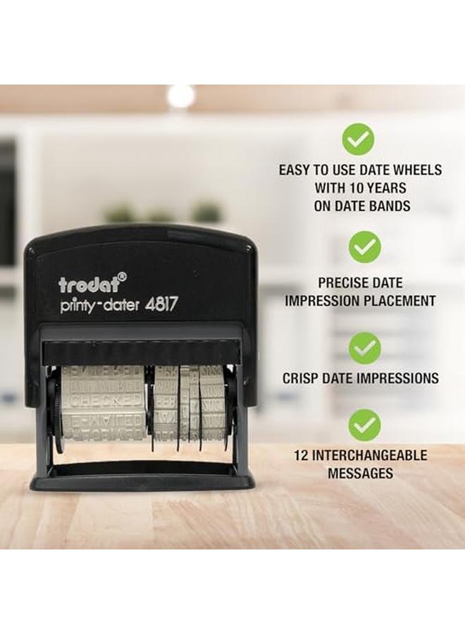 ترودات Printy 4817 قرص اقتصادي عبارة 12 رسالة مكتبية مشهورة شهرًا بالحروف واليوم والسنة بالأرقام ختم التاريخ المطاطي - التحبير الذاتي باللون الأسود - Image 2