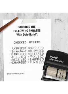Trodat Printy 4817 Economy Dial A Phrase 12 Popular Office Messages Month In Letters Day And Year In Numbers Rubber Date Stamp – Self Inking Black  - Image 3