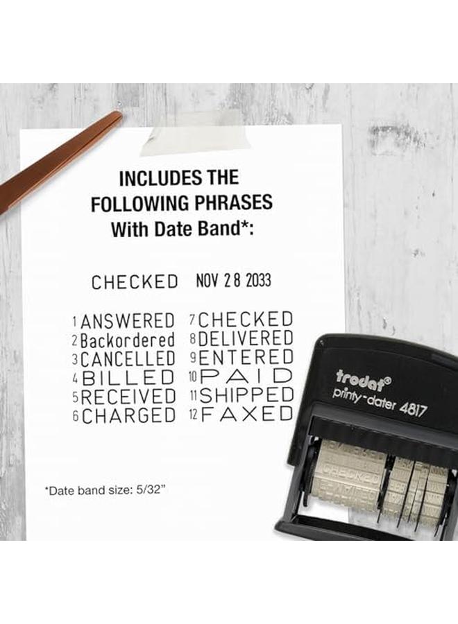 ترودات Printy 4817 قرص اقتصادي عبارة 12 رسالة مكتبية مشهورة شهرًا بالحروف واليوم والسنة بالأرقام ختم التاريخ المطاطي - التحبير الذاتي باللون الأسود - Image 3
