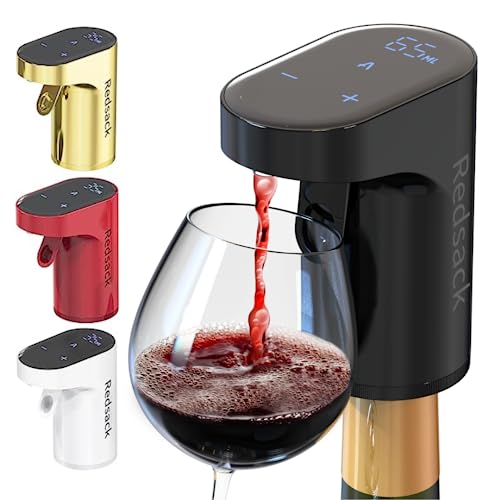 REDSACK Wine Aerator – Electric Quantified Wine Pourer – Compact Wine Aerator Pourer with Adjustable Dispensing - Auto Drink Pourer for Most Bottle Sizes – Easy to Use and Intuitive Design (Black) - Image 1
