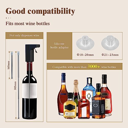 REDSACK Wine Aerator – Electric Quantified Wine Pourer – Compact Wine Aerator Pourer with Adjustable Dispensing - Auto Drink Pourer for Most Bottle Sizes – Easy to Use and Intuitive Design (Black) - Image 4