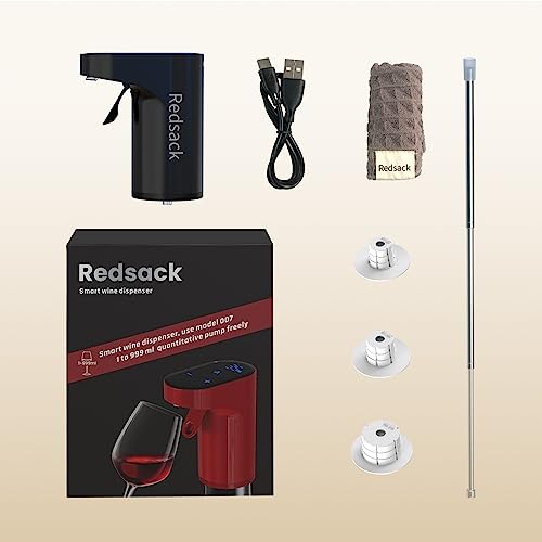 REDSACK Wine Aerator – Electric Quantified Wine Pourer – Compact Wine Aerator Pourer with Adjustable Dispensing - Auto Drink Pourer for Most Bottle Sizes – Easy to Use and Intuitive Design (Black) - Image 5