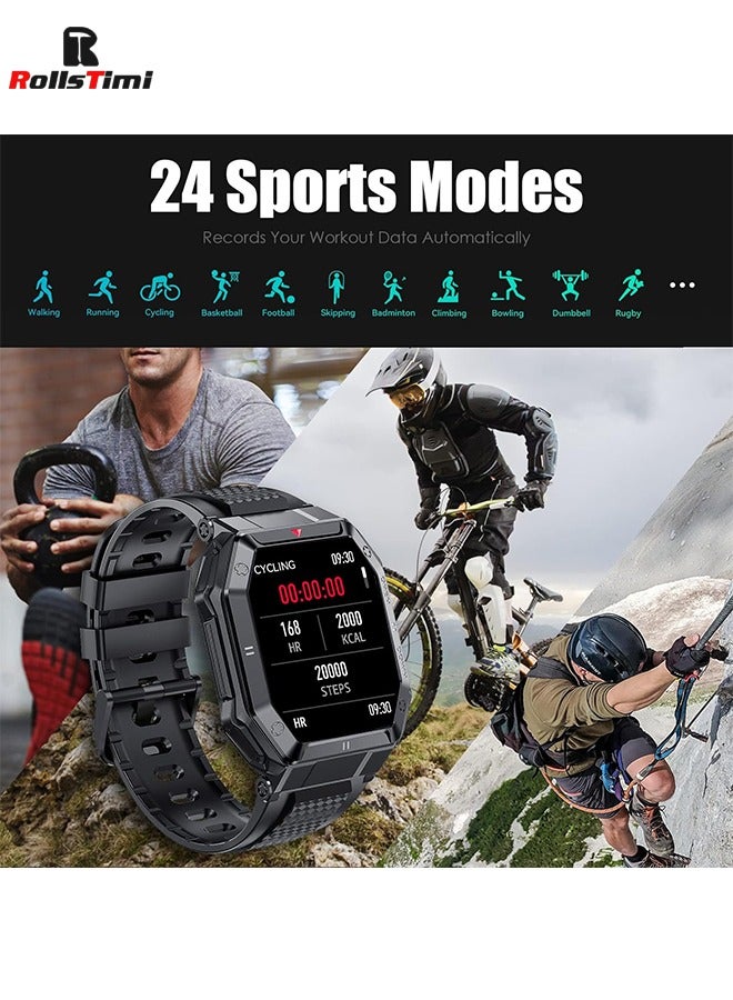RollsTimi  Military Smart Watch for Men with Call (Answer/Make) 1.85" HD Screen Fitness Tracker Heart Rate Sleep Monitor Smartwatch Compatible with Android IOS - Image 4