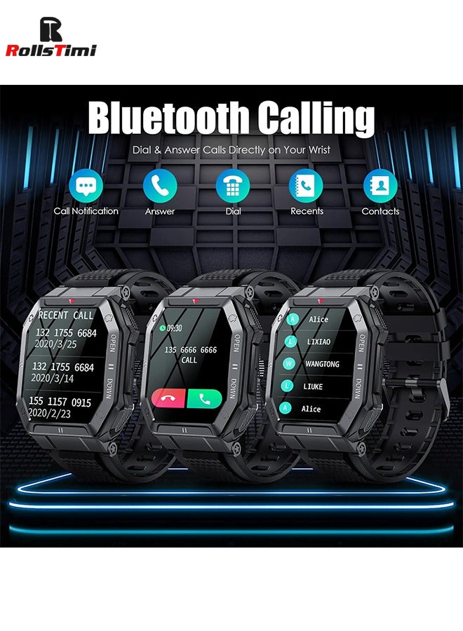 RollsTimi  Military Smart Watch for Men with Call (Answer/Make) 1.85" HD Screen Fitness Tracker Heart Rate Sleep Monitor Smartwatch Compatible with Android IOS - Image 5