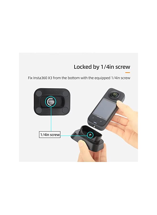 Zaboon Stand Support Base for Insta360 X3, with Tempered Glass Film (2PCS), Panoramic Action Camera Accessories Desktop Mount Holder Stable Bracket (Black) - Image 2