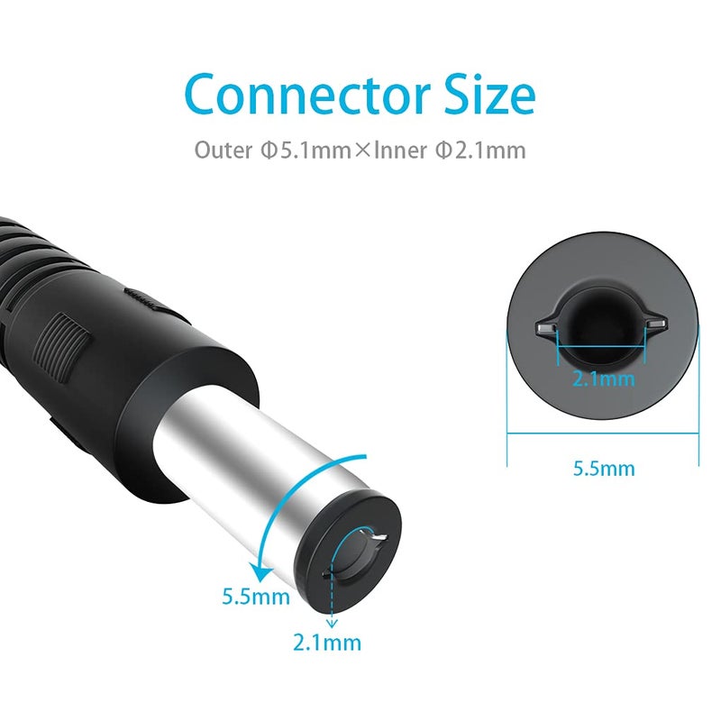 SIOCEN كابل طاقة DC مزدوج 2-Pack ذكر إلى ذكر محول طاقة كابل تمديد DC 5.5mm x 2.1mm، كابل تمديد طاقة 12v لكاميرا الأمان، شريط LED، 5v 9v 24v 12 فولت سلك تزويد الطاقة DC5521 جاك كابل 3FT 6FT - Image 2