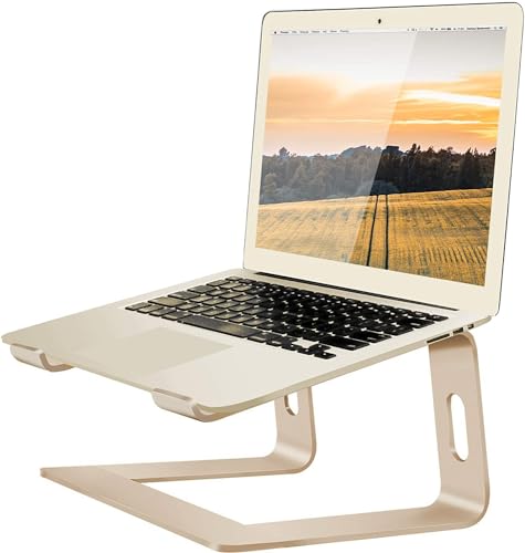 Orionstar Laptop Stand Aluminum Laptop Riser Compatible with Mac MacBook Air Pro 10 to 15.6 Inch Notebook Computer, Ergonomic Elevator Holder (Gold) - Image 1