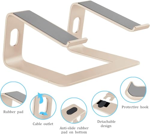 Orionstar Laptop Stand Aluminum Laptop Riser Compatible with Mac MacBook Air Pro 10 to 15.6 Inch Notebook Computer, Ergonomic Elevator Holder (Gold) - Image 3