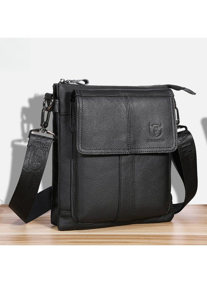 BULLCAPTAIN Leather Vintage Crossbody Bag, Men's Shoulder Bag, Multi-compartment Organization - Image 1
