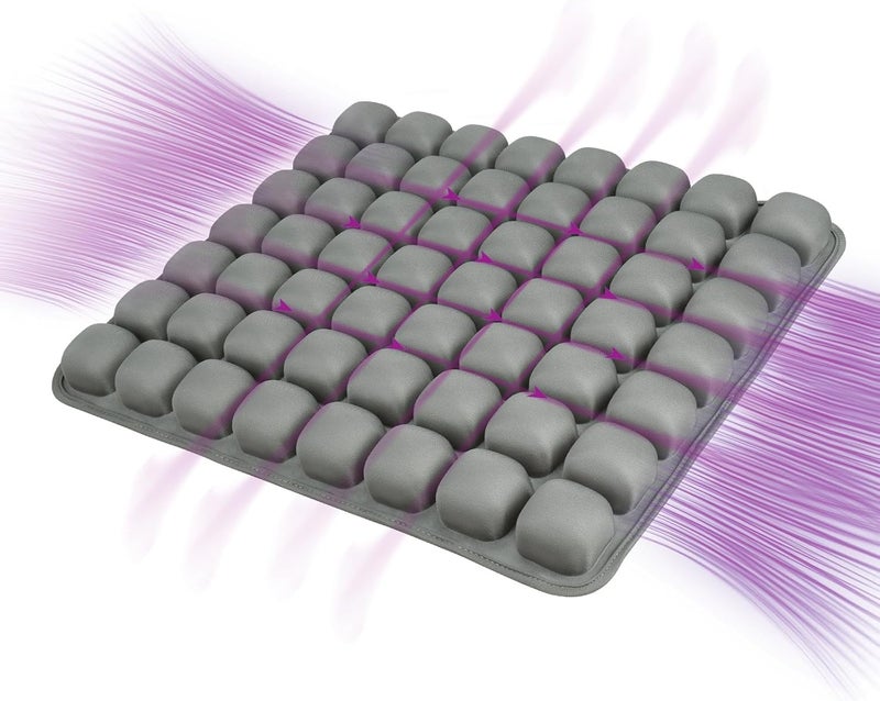 SUNFICON Inflatable Car Seat Cushion Air Seat Cushion Work from Home Office Chair Cushion Wheelchair Pad Anti Bedsore Orthopedics Pain Pressure Relief Cushion Camping Seat Mat w Pump 18"x16"x1'' Gray - Image 2