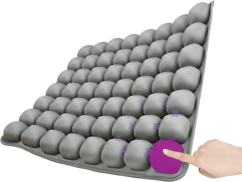 SUNFICON Inflatable Car Seat Cushion Air Seat Cushion Work from Home Office Chair Cushion Wheelchair Pad Anti Bedsore Orthopedics Pain Pressure Relief Cushion Camping Seat Mat w Pump 18"x16"x1'' Gray - Image 3