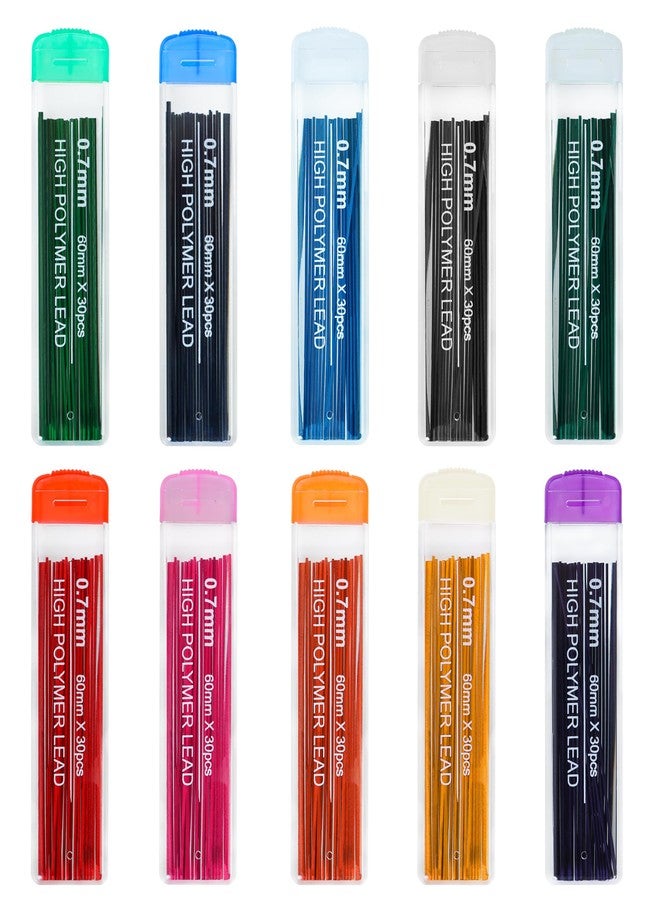 Sozize 10 Color Lead Refills 300 Pieces Colored Mechanical Pencil Lead Refills for Home Offices, 0.7 mm HB - Image 1