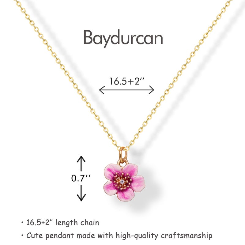 Baydurcan Hibiscus Flower Necklaces for Women Pink Flower Necklace Pink Hibiscus Jewelry - Image 2