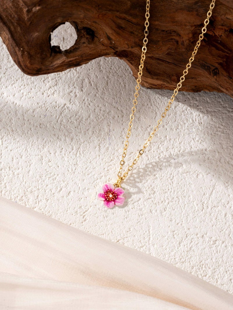 Baydurcan Hibiscus Flower Necklaces for Women Pink Flower Necklace Pink Hibiscus Jewelry - Image 4