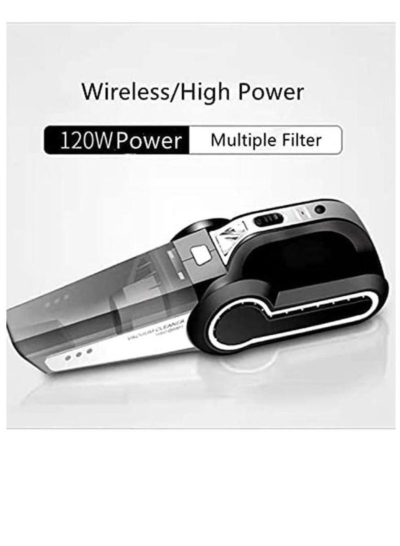 REBENUO 4-in-1 Car Vacuum Cleaner Handheld Vacuums Multifunction Car Vacuums Cleaner with Searchlight Tire Pressure Gauge and Car Inflator 120W DC 12V Up to 6500Pa Powerful Suction for Wet and Dry - Image 1